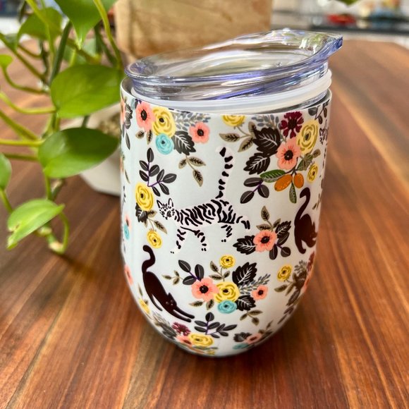 Colorful Blue Cats and Posies Wineglass/Mug - Picture 2 of 6